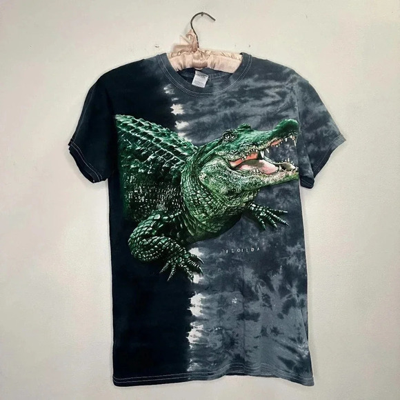 Gildan Florida Alligator Graphic Short Sleeve T-Shirt Tie Dye Size Small - Picture 1 of 3